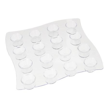 Plastic Bediening beker vervoerder 16 Vial Slots PS transparant 15,5x15,5x1,6cm (96 stuks)