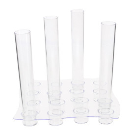 Plastic Bediening beker vervoerder 16 Vial Slots PS transparant 15,5x15,5x1,6cm (96 stuks)