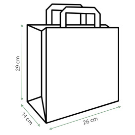 Vlakke Handvat Kraftpapier Zakken 80g/m² 26+14x29cm (50 Stuks)