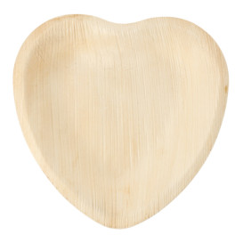 Palm blad bord "Heart" vormig 16,5x16,5x2,5cm (200 stuks)