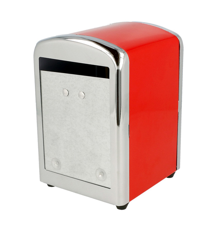 Servet van staal dispenser"Miniservis" rood 10,5x9,7x14cm (1 stuk)