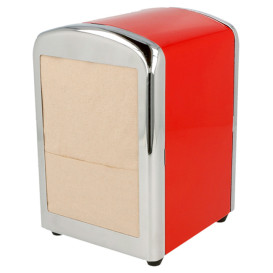 Servet van staal dispenser"Miniservis" rood 10,5x9,7x14cm (1 stuk)