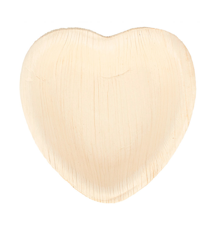 Palm blad bord Heart vormig 10x10x1,5cm (25 stuks) 