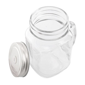 Kristallen pot met Deksel en rietje 450ml (24 stuks)