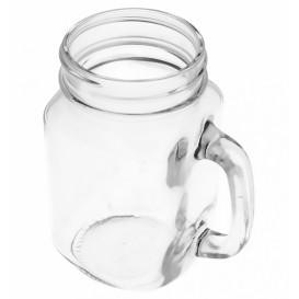 Kristallen pot met Deksel en rietje 450ml (24 stuks)