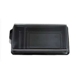 Plastic sushi Container PET zwart 14,8x7,8 cm 