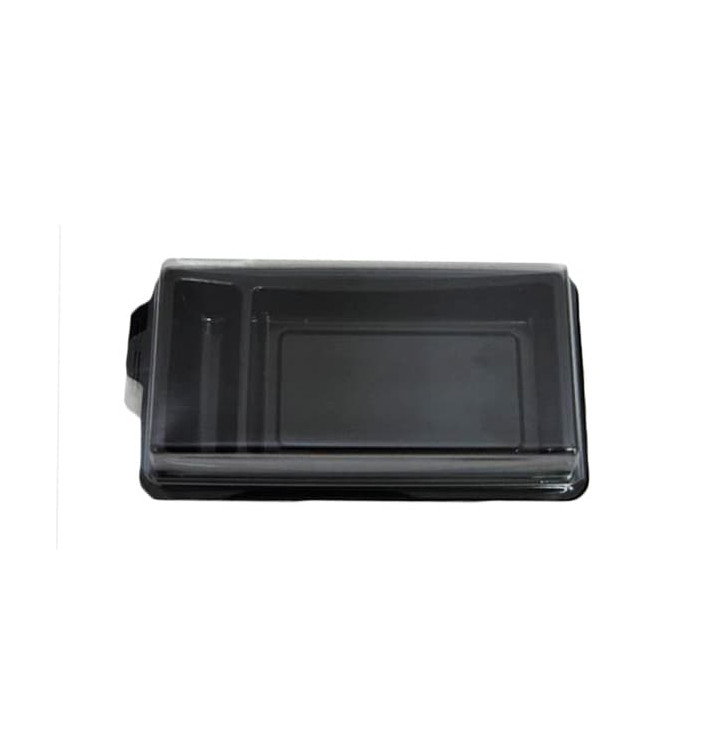 Plastic sushi Container PET zwart 14,8x7,8 cm 