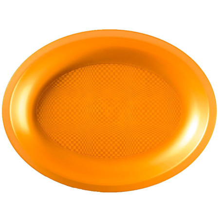 Herbruikbare harde Dienblad Ovaal vormig oranje "Rond vormig" 25,5x19 cm (25 stuks) 