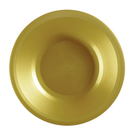 Plastic bord Diep goud "Rond vormig" PP Ø19,5 cm (600 stuks)