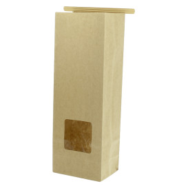 Papieren zak zonder handvat kraft met venster 9+6x26cm (1000 stuks)