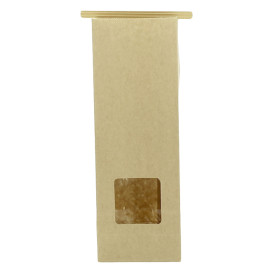 Papieren zak zonder handvat kraft met venster 9+6x26cm (1000 stuks)