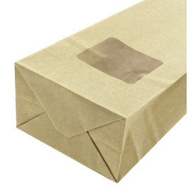 Papieren zak zonder handvat kraft met venster 9+6x26cm (1000 stuks)