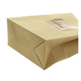 Papieren zak zonder handvat kraft met venster 15+7x23cm (1000 stuks)