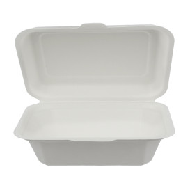 Suikerriet Gescharnierd Container "Menu Box" wit 13,6x18,2x6,4cm (50 stuks) 