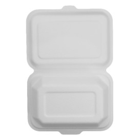 Suikerriet Gescharnierd Container "Menu Box" wit 13,6x18,2x6,4cm (50 stuks) 