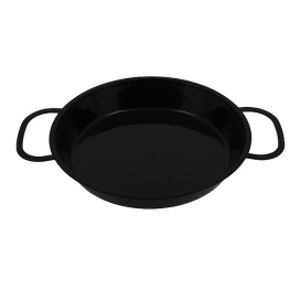 Bediening mini Paella pan dienblad zwart PP 15cm (6 stuks) 