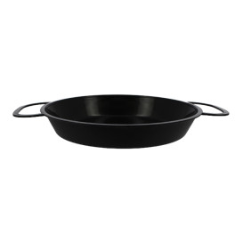 Bediening mini Paella pan dienblad zwart PP 15cm (6 stuks) 