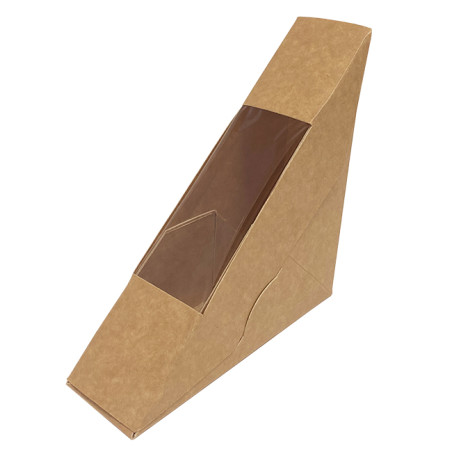 Kraft Kartonnen Wrapper met Venster Enkele sandwich 125x38x125mm (500 Stuks)