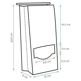 Papieren zak zonder handvat kraft met venster 12+6x23,5cm (1000 stuks)