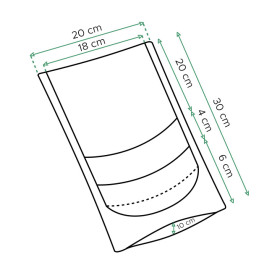 Papieren Doypack Kraft met zelfsluiting en venster 20+10x30cm (500 stuks)