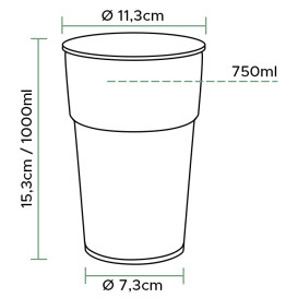 Plastic PP beker transparant 1000ml/1L (50 stuks) 