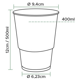 Plastic PP beker transparant 500ml Ø9,4cm (50 stuks) 