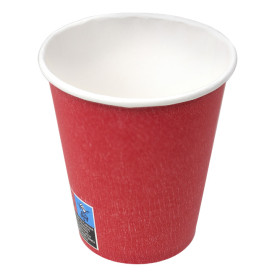 Plastic-Vrije Papieren Beker 9 Oz/250ml "Colors" Rood Ø8cm (20 stuks)