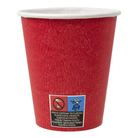 Plastic-Vrije Papieren Beker 9 Oz/250ml "Colors" Rood Ø8,0cm (20 stuks)