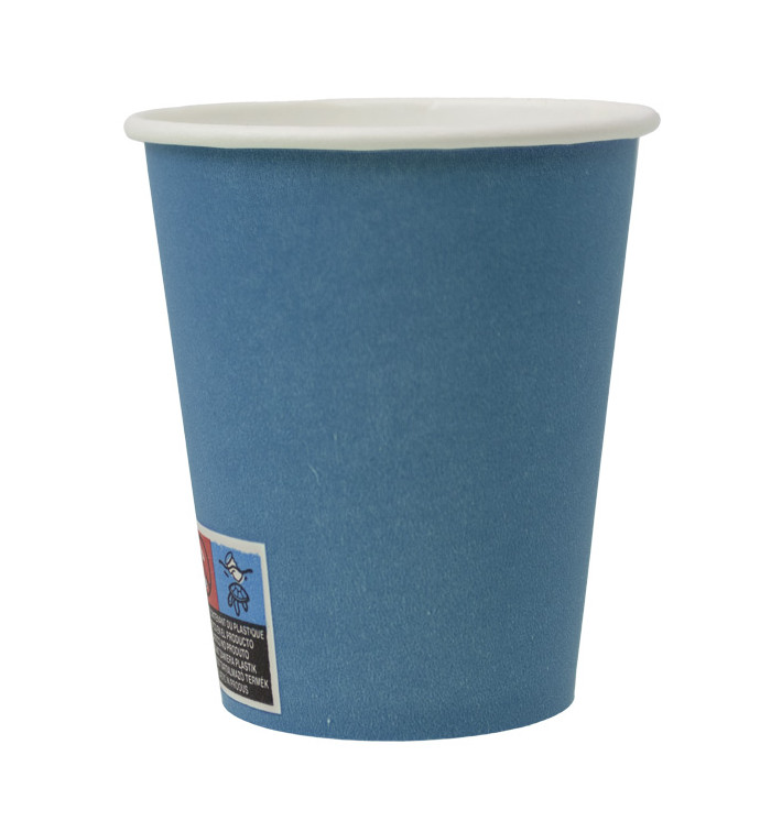 Plastic-Vrije Papieren Beker 9 Oz/250ml "Colors" Blauw Ø8,0cm (20 stuks)