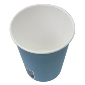 Plastic-Vrije Papieren Beker 9 Oz/250ml "Colors" Blauw Ø8,0cm (20 stuks)