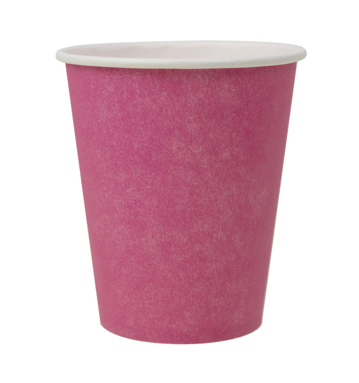 Plastic-Vrije Papieren Beker 9 Oz/250ml "Colors" Roze Ø8,0cm (20 stuks)