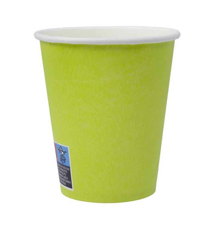 Plastic-Vrije Papieren Beker 9 Oz/250ml "Colors" Groen Ø8,0cm (300 Stuks)