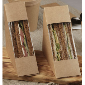 Kraft Kartonnen Wrapper met Venster Driedubbele sandwich 125x75x125mm (500 Stuks)