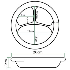 Schuim bord "Quiet Classic" 3 C. gelamineerd zwart Ø26 cm (500 stuks)