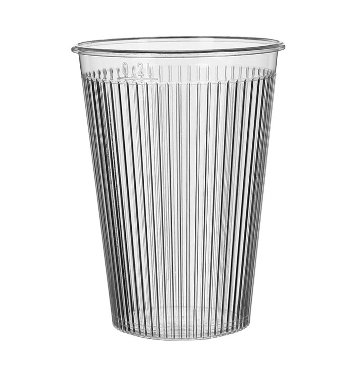 Plastic PS beker "Ribbed" transparant 200 ml (1.000 stuks)