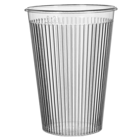 Plastic PS beker "Ribbed" transparant 200 ml (1.000 stuks)