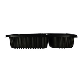 Plastic PP Container Rechthoekige vorm 2C 1250ml 25,5x18,9x4,5cm (40 stuks) 