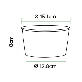 Papieren Vernieuwbare Saladekom witte 1030ml Ø15,1cm (360 stuks)