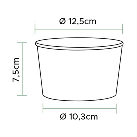 Papieren Vernieuwbare Saladekom witte 635ml Ø12,5cm (360 stuks)