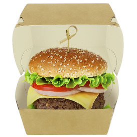 Bakjes XXL Hamburger Kraft Kartonnen Dubbele Sluiting 13x13x9cm (50 Stuks)