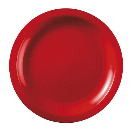 Herbruikbare harde bord Plat rood "Rond vormig" PP Ø18,5cm (50 stuks) 