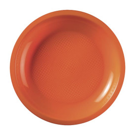 Plastic bord Plat oranje "Rond vormig" PP Ø18,5cm (600 stuks)