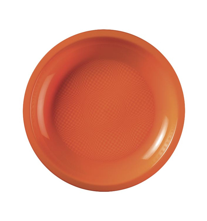 Plastic bord Plat oranje "Rond vormig" PP Ø18,5cm (600 stuks)