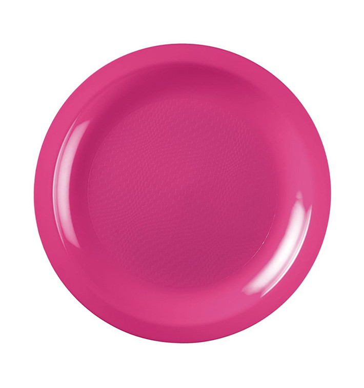 Plastic bord Plat fuchsia "Rond vormig" PP Ø18,5cm (600 stuks)