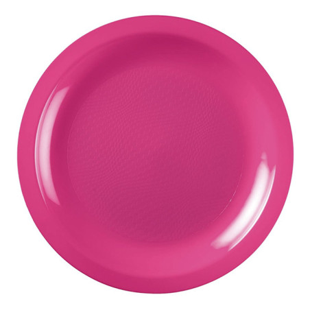 Plastic bord Plat fuchsia "Rond vormig" PP Ø18,5cm (600 stuks)