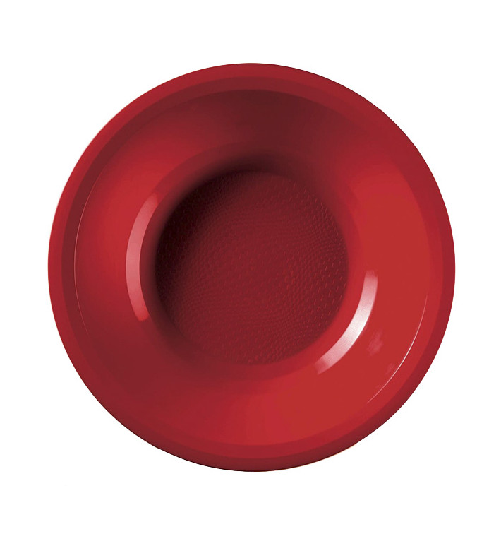 Plastic bord Diep rood "Rond vormig" PP Ø19,5 cm (600 stuks)