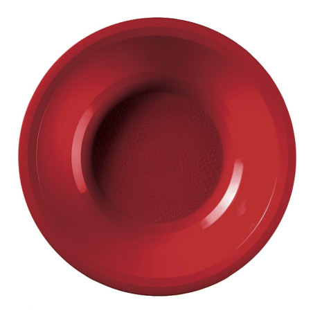 Herbruikbare harde bord Diep rood "Rond vormig" PP Ø19,5cm (50 stuks) 