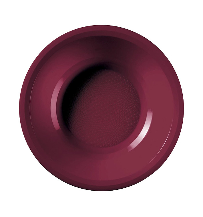 Plastic bord Diep bordeauxrood "Rond vormig" PP Ø19,5 cm (600 stuks)