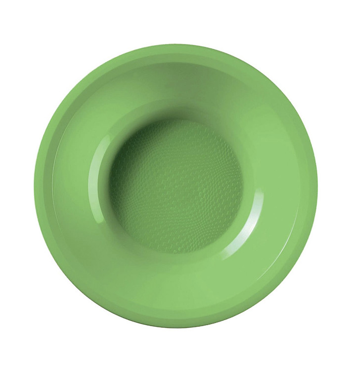 Plastic bord Diep limoengroen "Rond vormig" PP Ø19,5 cm (50 stuks) 