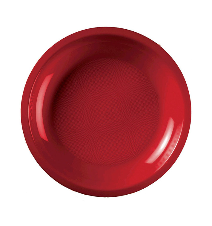 Plastic bord Plat rood "Rond vormig" PP Ø22 cm (600 stuks)